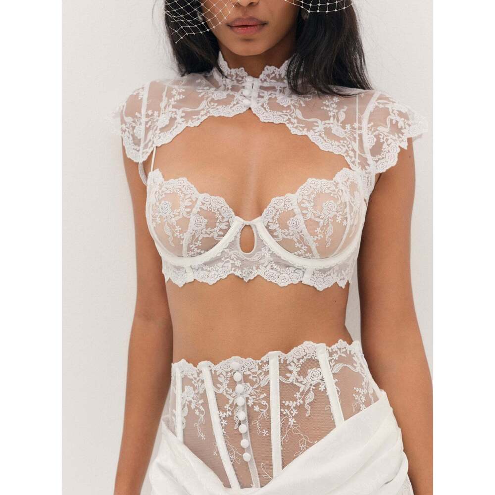 For Love & Lemons Rita Rose Bolero M / White